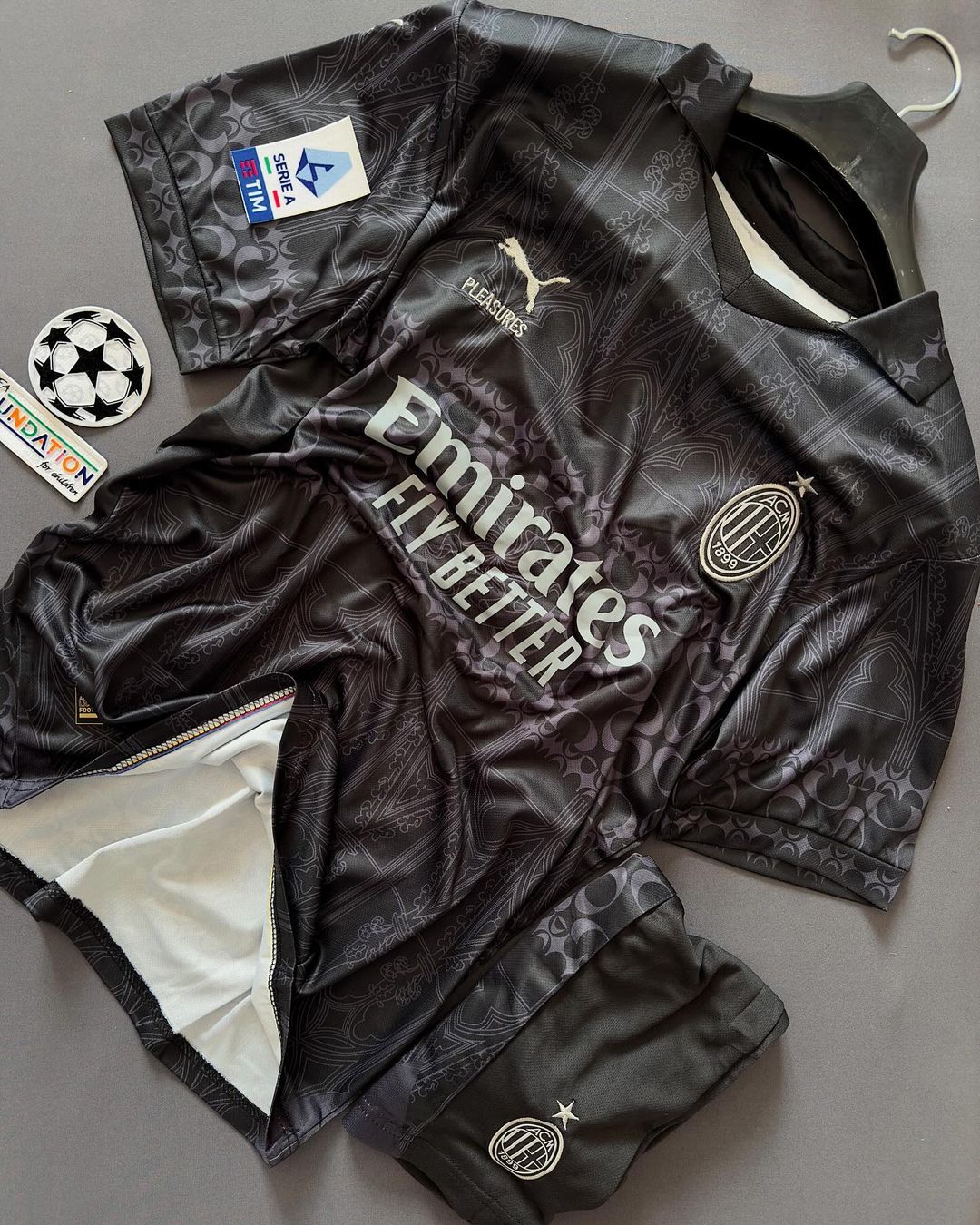 AC Milan X Pleasures Black Kit Jersey Set