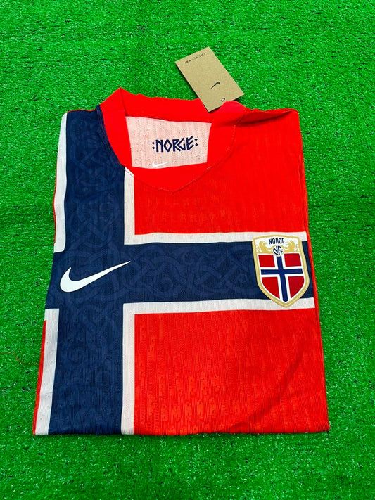 Norway World Cup 2026 Home Jersey Player Version Chile Red Nordic Cross - ClubDrip India
