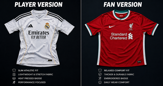 Player Version vs Fan Version Football Jersey comparison India - ClubDrip