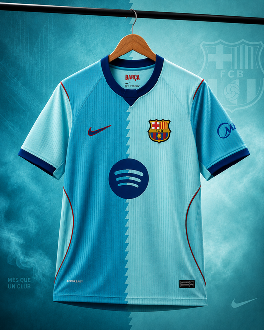 FC Barcelona 2026-27 Third Jersey Player Version Green Frost Teal Zigzag - ClubDrip India