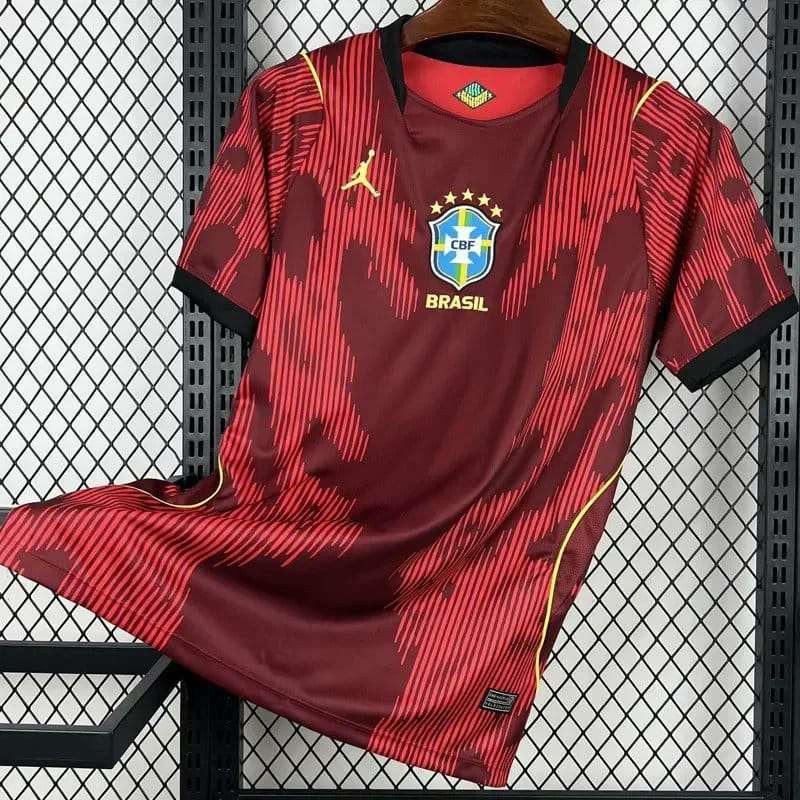 Brazil x Jordan World Cup 2026 Red Maroon Away Jersey Player Version - ClubDrip India