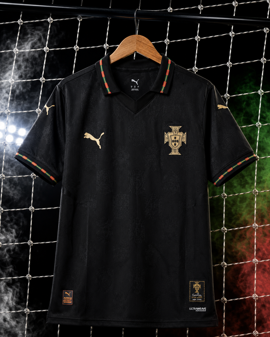 Portugal 60th Anniversary Black Panther Special Edition Jersey Player Version Black Gold - ClubDrip India