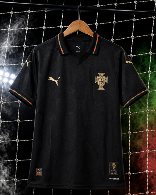 Portugal 60th Anniversary Black Panther Special Edition Jersey Player Version Black Gold - ClubDrip India
