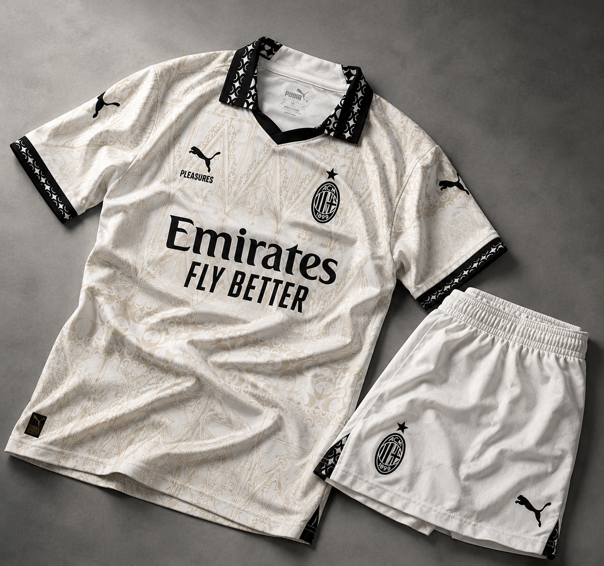 AC Milan X Pleasures White Kit Jersey Set clubdrip