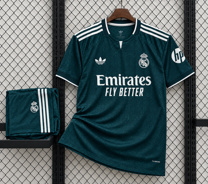 Real Madrid 2026-27 Away Jersey Set Aurora Ivy Dark Green Complete - ClubDrip India