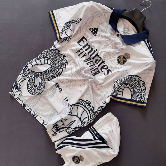 Real MAdrid white dragon jersey set