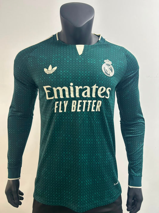 Real Madrid 2026-27 Away Jersey Full Sleeves Player Version Aurora Ivy Green - ClubDrip India