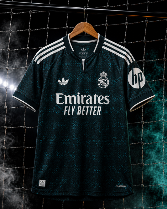 Real Madrid 2026-27 Away Jersey Player Version Aurora Ivy Dark Green - ClubDrip India