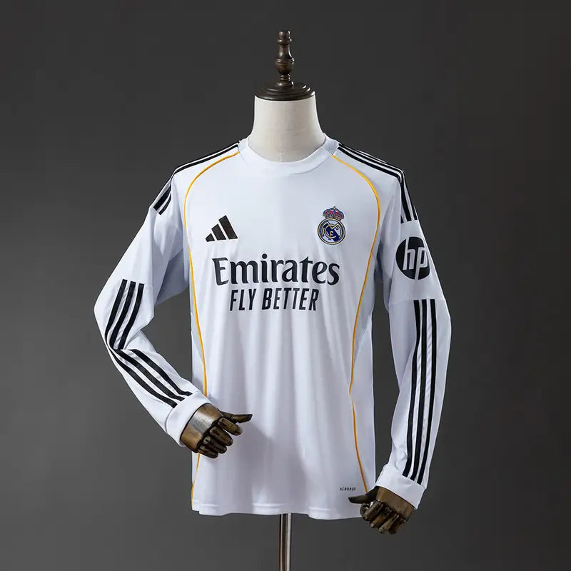 Real Madrid 2025-26 Home Jersey Full Sleeves Master Copy White - ClubDrip India