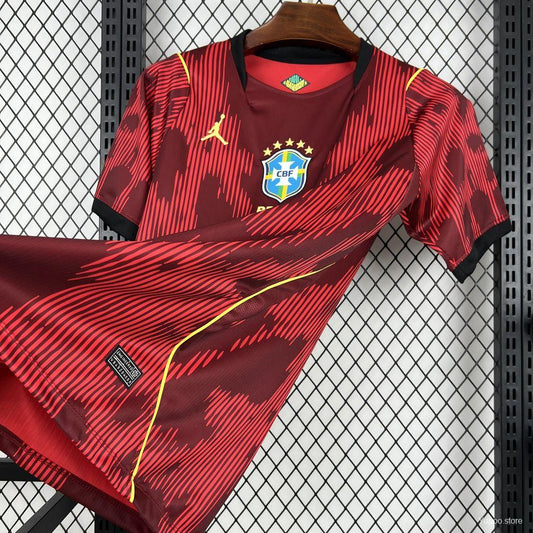 Brazil x Jordan World Cup 2026 Red Maroon Away Jersey Player Version - ClubDrip India