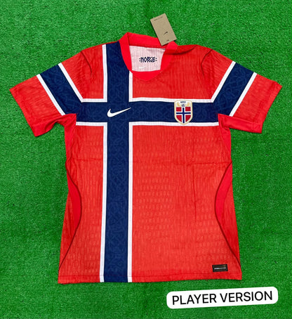 Norway World Cup 2026 Home Jersey Player Version Chile Red Nordic Cross - ClubDrip India