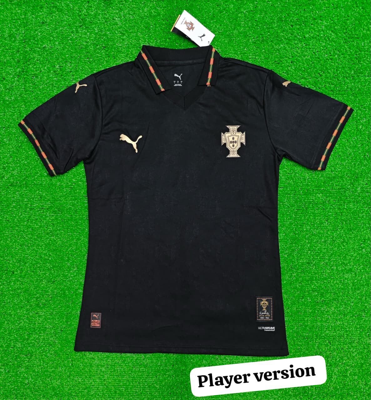 Portugal 60th Anniversary Black Panther Special Edition Jersey Player Version Black Gold - ClubDrip India